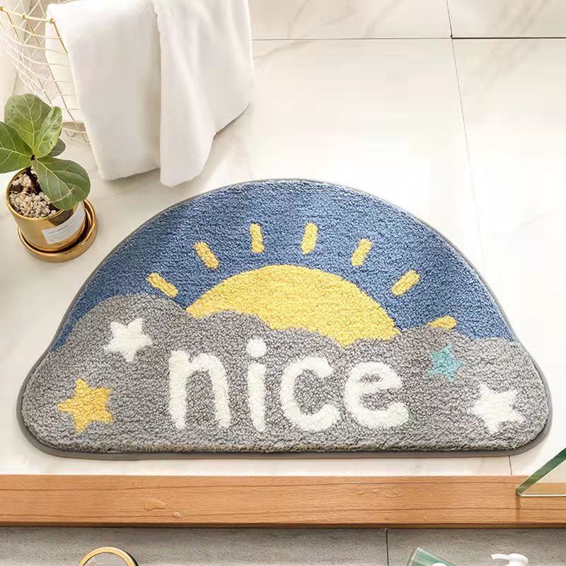 Cartoon imitation cashmere bathroom mat, quick drying and absorbent mat at the entrance, anti slip and thickened bedroom carpet