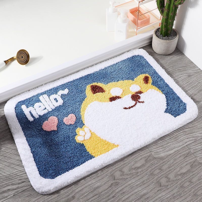Cartoon imitation cashmere bathroom mat, quick drying and absorbent mat at the entrance, anti slip and thickened bedroom carpet