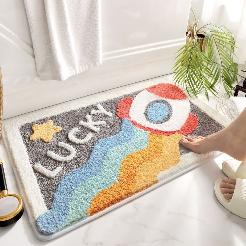 Cartoon imitation cashmere bathroom mat, quick drying and absorbent mat at the entrance, anti slip and thickened bedroom carpet