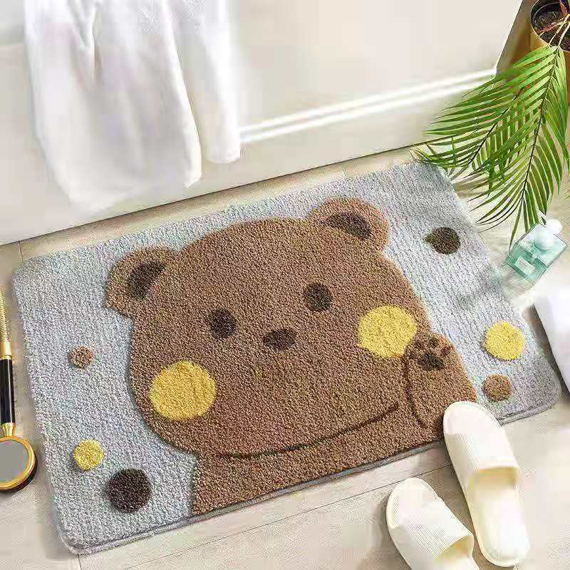 Cartoon imitation cashmere bathroom mat, quick drying and absorbent mat at the entrance, anti slip and thickened bedroom carpet