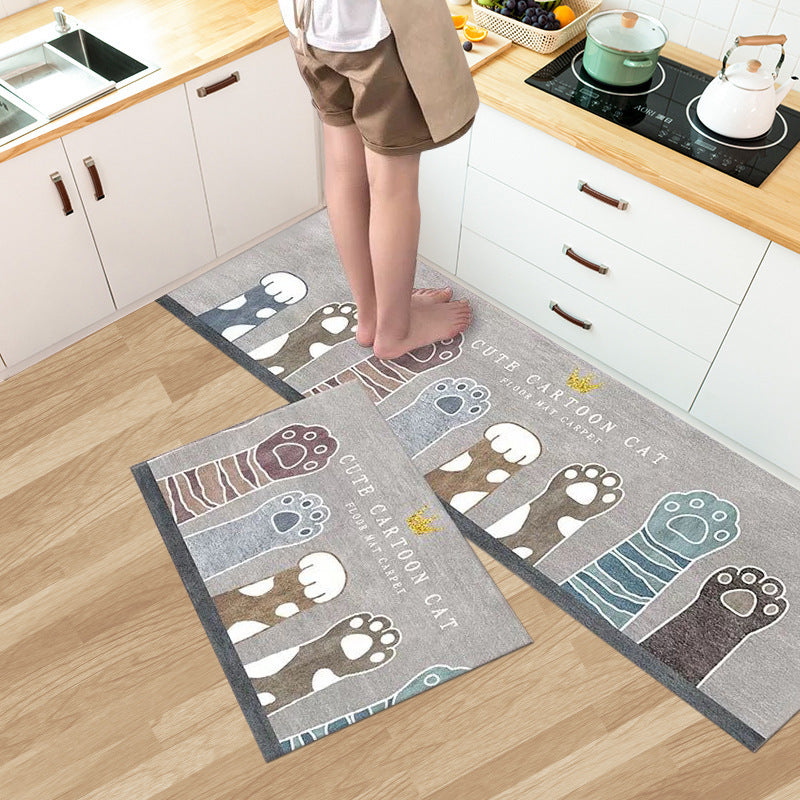 Thickened and dirt resistant kitchen floor mat, bathroom door mat, entrance mat, foyer, bathroom door mat, home minimalist carpet foot mat
