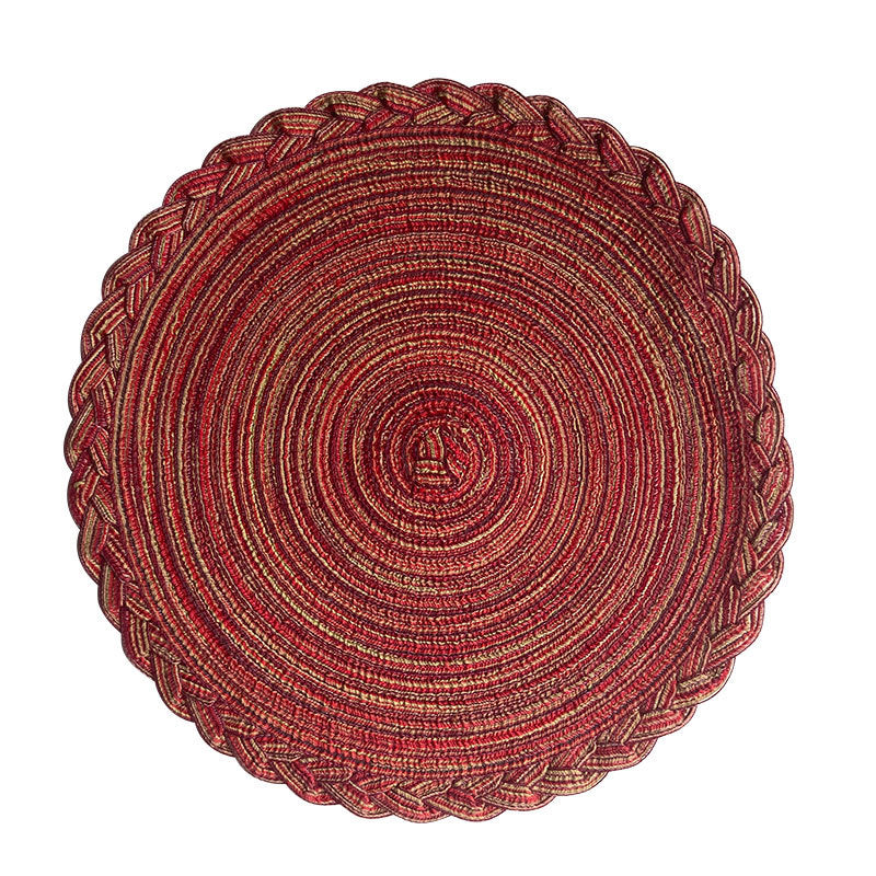 Imitation cotton yarn dining mat ins Fried Dough Twists braid woven heat insulation mat semi manual round cup mat ramie mat