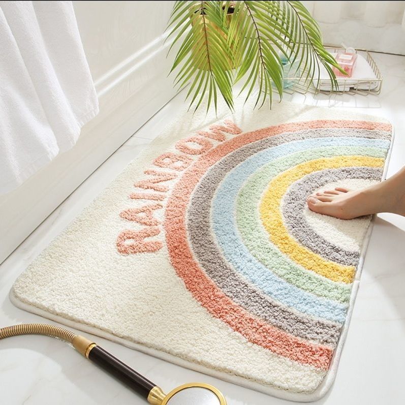 Cartoon imitation cashmere bathroom mat, quick drying and absorbent mat at the entrance, anti slip and thickened bedroom carpet