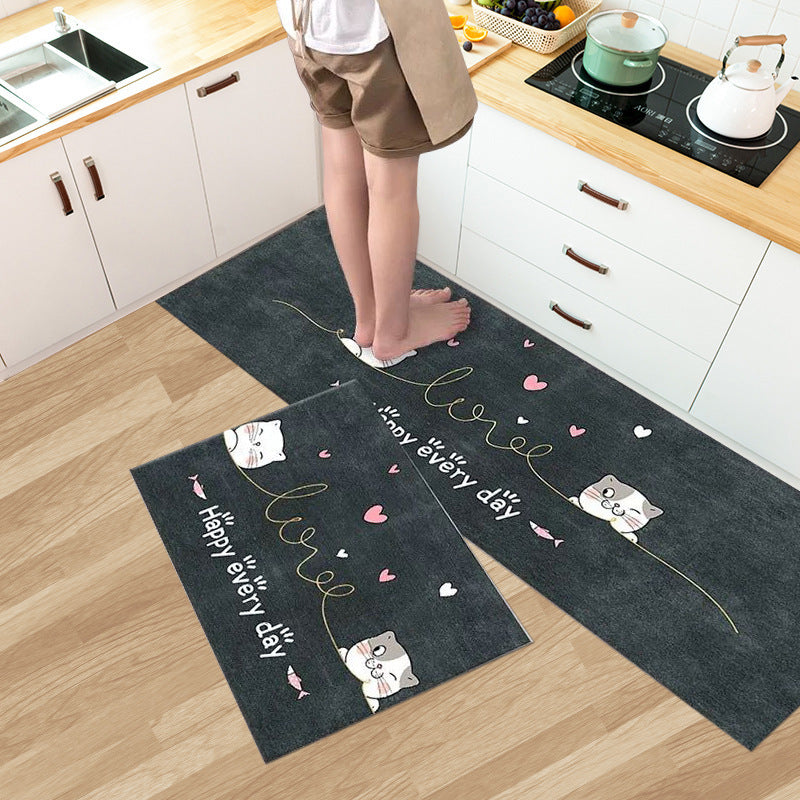 Thickened and dirt resistant kitchen floor mat, bathroom door mat, entrance mat, foyer, bathroom door mat, home minimalist carpet foot mat