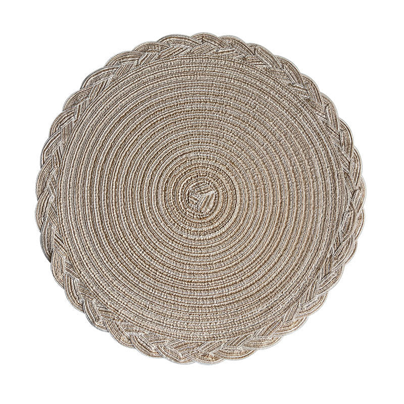 Imitation cotton yarn dining mat ins Fried Dough Twists braid woven heat insulation mat semi manual round cup mat ramie mat
