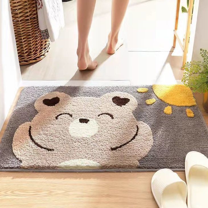 Cartoon imitation cashmere bathroom mat, quick drying and absorbent mat at the entrance, anti slip and thickened bedroom carpet