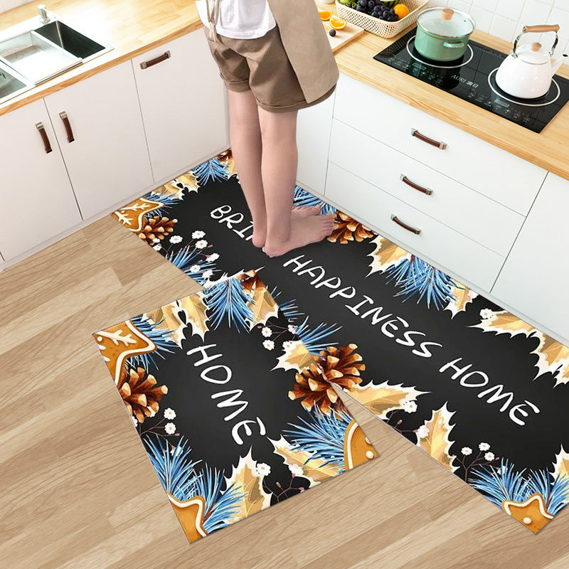 Thickened and dirt resistant kitchen floor mat, bathroom door mat, entrance mat, foyer, bathroom door mat, home minimalist carpet foot mat