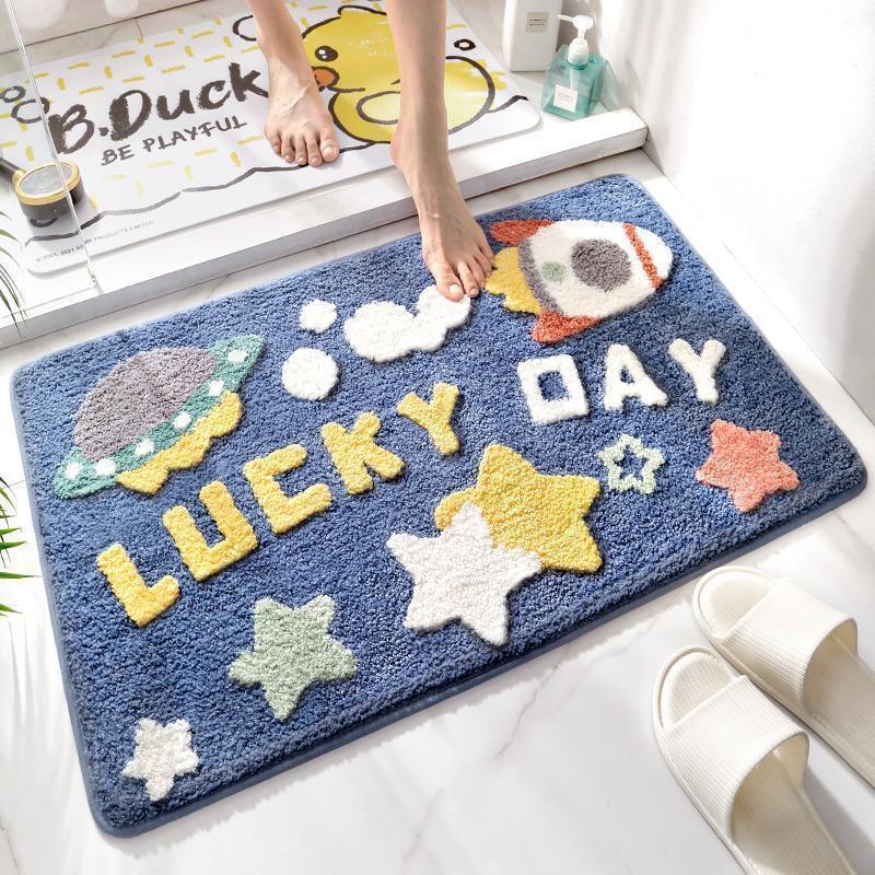 Cartoon imitation cashmere bathroom mat, quick drying and absorbent mat at the entrance, anti slip and thickened bedroom carpet
