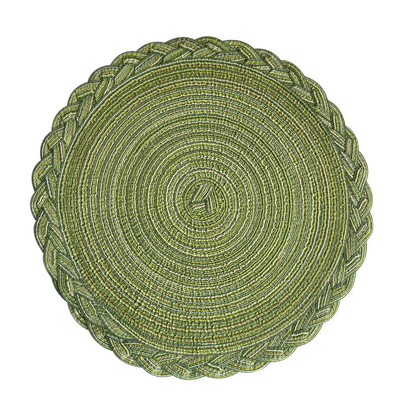 Imitation cotton yarn dining mat ins Fried Dough Twists braid woven heat insulation mat semi manual round cup mat ramie mat