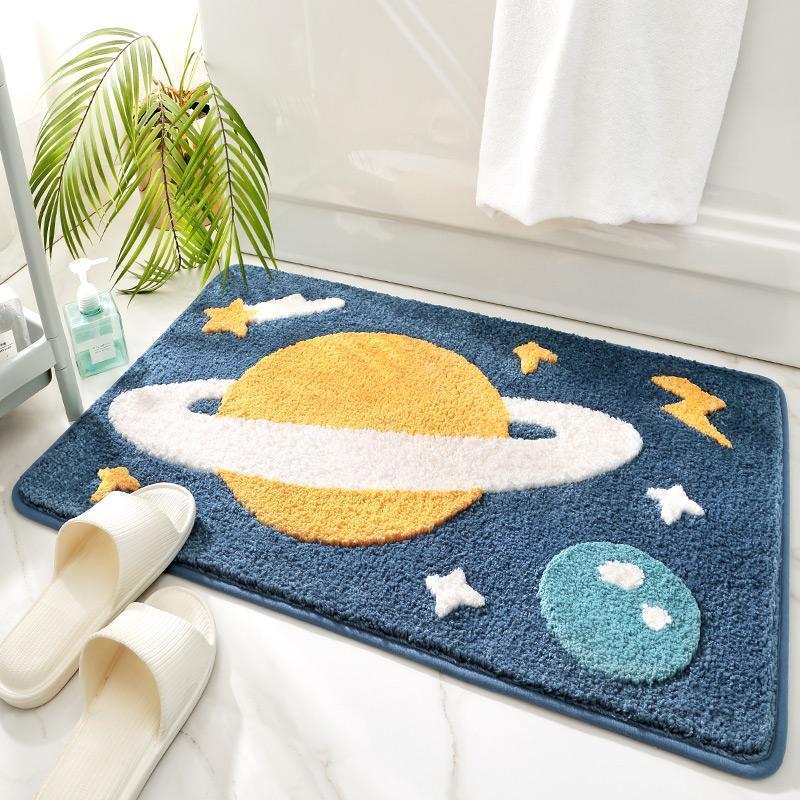 Cartoon imitation cashmere bathroom mat, quick drying and absorbent mat at the entrance, anti slip and thickened bedroom carpet