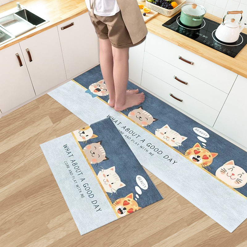Thickened and dirt resistant kitchen floor mat, bathroom door mat, entrance mat, foyer, bathroom door mat, home minimalist carpet foot mat