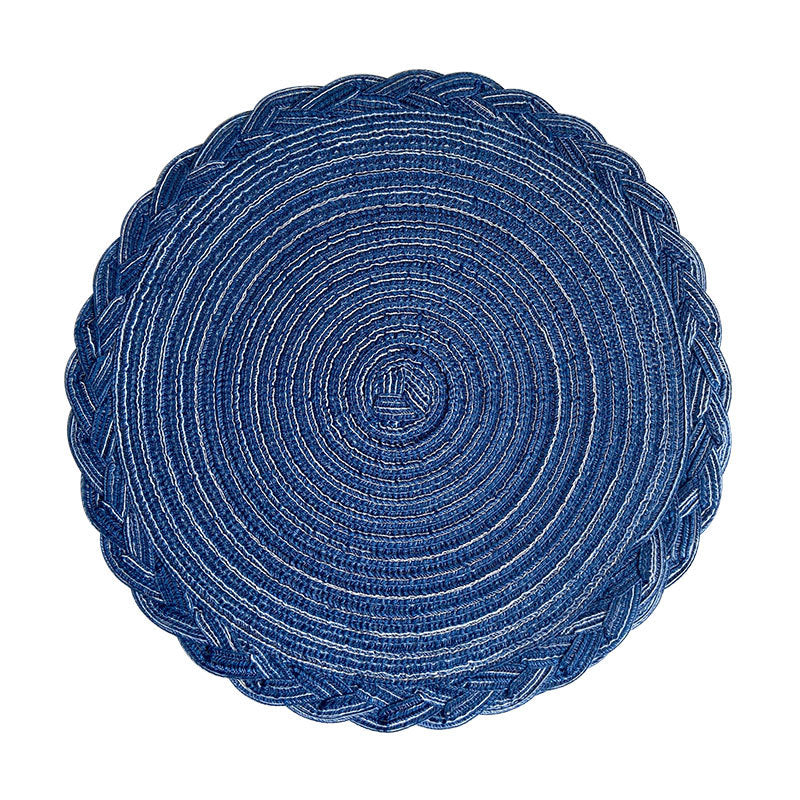 Imitation cotton yarn dining mat ins Fried Dough Twists braid woven heat insulation mat semi manual round cup mat ramie mat