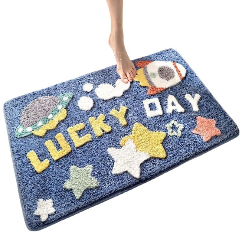 Cartoon imitation cashmere bathroom mat, quick drying and absorbent mat at the entrance, anti slip and thickened bedroom carpet