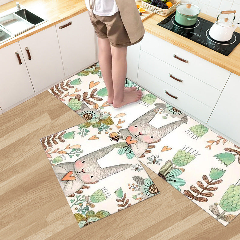 Thickened and dirt resistant kitchen floor mat, bathroom door mat, entrance mat, foyer, bathroom door mat, home minimalist carpet foot mat