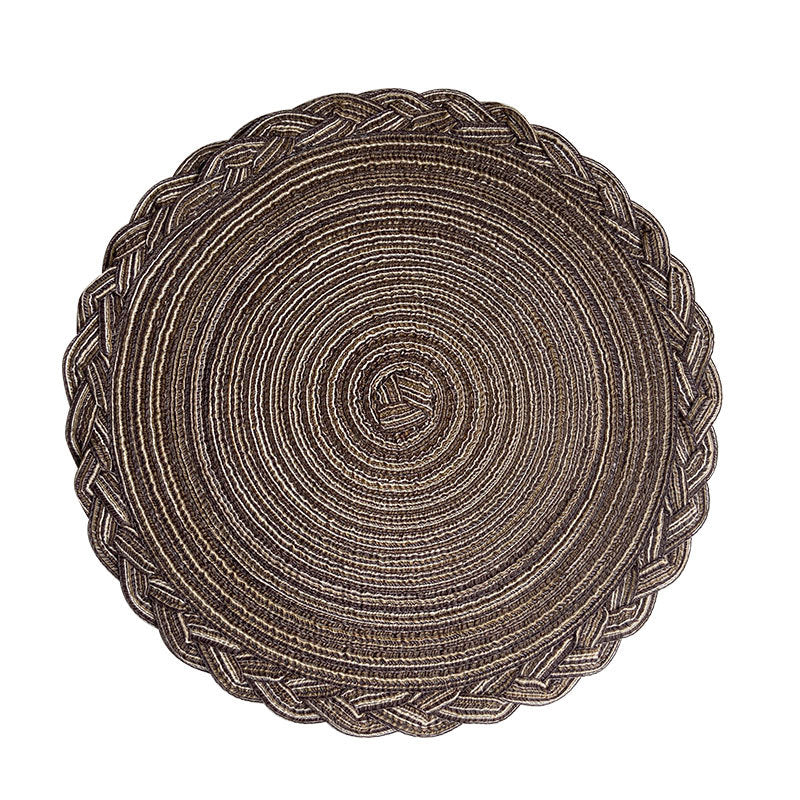 Imitation cotton yarn dining mat ins Fried Dough Twists braid woven heat insulation mat semi manual round cup mat ramie mat