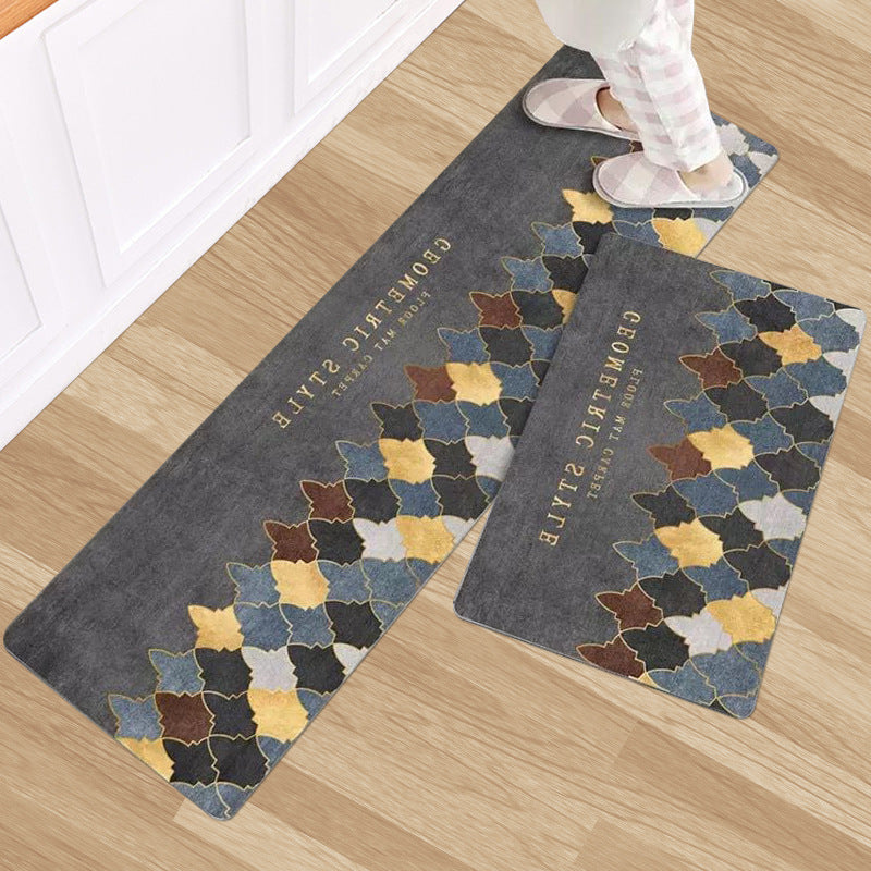 Thickened and dirt resistant kitchen floor mat, bathroom door mat, entrance mat, foyer, bathroom door mat, home minimalist carpet foot mat
